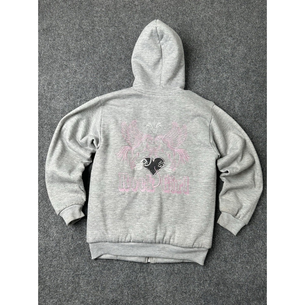 Womens Zip Hoodie Beverly Hills Princess Rock Girl Gray Sherpa, Size‎ M